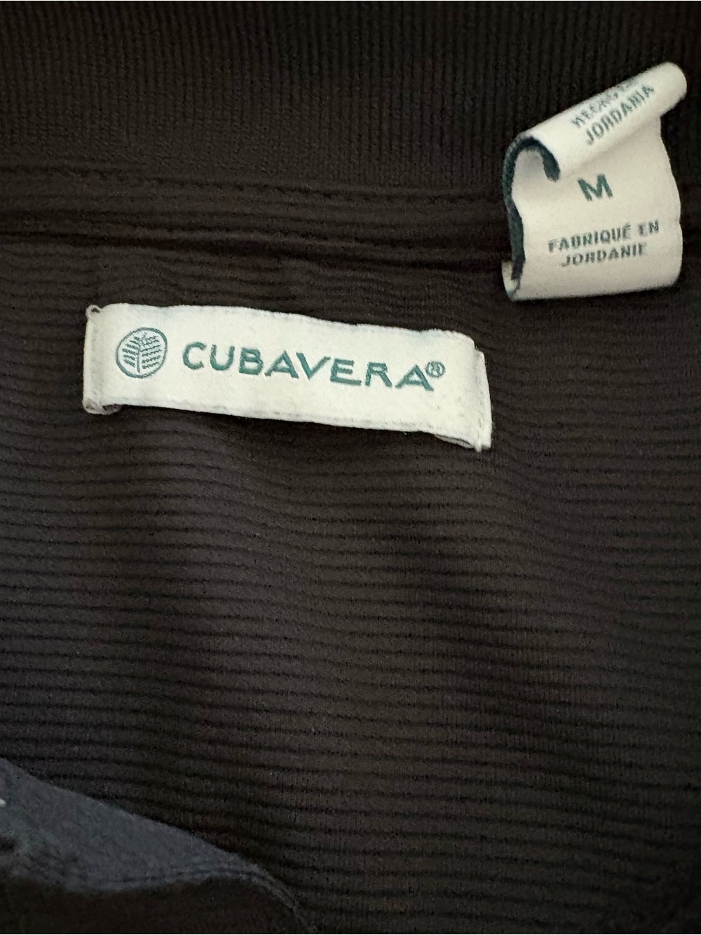 Cubavera Men’s Ribbed Black Polo Shirt – Men’s Medium